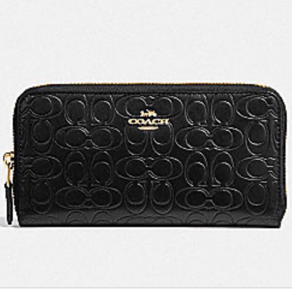 Black Patent Leather Signature Coach Wallet